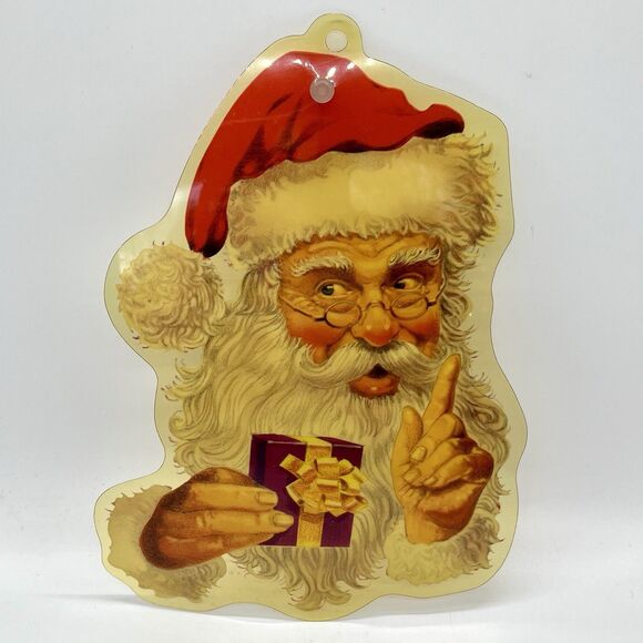 Vintage Plastic Santa Claus Head 8.5” Window Suction Christmas Decor - Picture 2 of 2